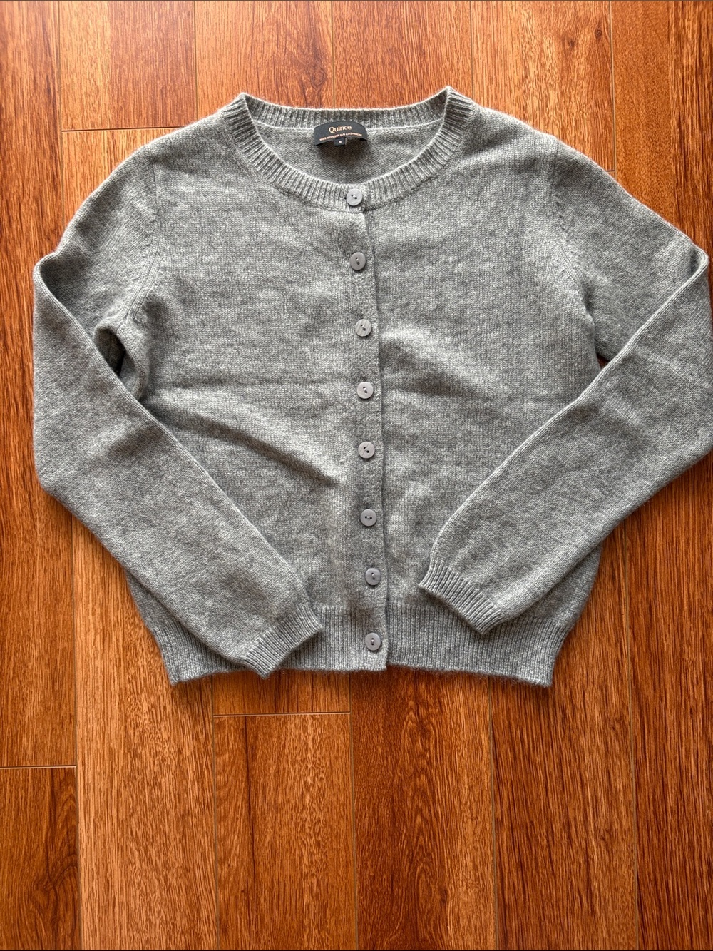 Quince Mongolian Cashmere Cropped Crew Cardigan Heather Grey in Small EUC - Picture 2 of 13